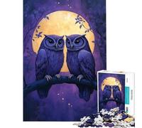 Puzzle de 1000 pièces pour Adultes Deux hiboux au Clair de Lune Jeu Amusant à la Maison améliore la mémoire et Sert de décoration À partir de 14 Ans (50x75cm)