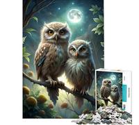 Puzzle de 1000 pièces pour Adultes Deux hiboux perchés au Clair de Lune Jeu éducatif de 1000 pièces décoration Parfaite Jeu Stimulant et Amusant en Famille (50x75cm)