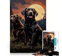 Puzzle de 1000 pièces pour Adultes Deux Labradors la Nuit, Finitions soignées, Jeu cognitif et Relaxant, décoration Murale de Noël (38x52cm)