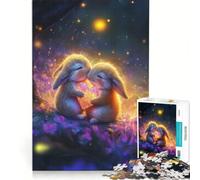 Puzzle de 1000 pièces pour Adultes Deux Lapins Tenant Un cœur Jeu éducatif défi Difficile renforce Les Liens d'amour Entre Les Couples 38x52cm