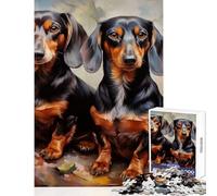 Puzzle de 1000 pièces pour Adultes Deux teckels Jouet éducatif Idée Cadeau et Jeu Familial Amusant à la Maison Dimensions 38x26cm