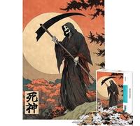 Puzzle de 1000 pièces pour Adultes Dieu de la Mort Style estampe Japonaise Jeu Pratique et intellectuel Cadeau d'anniversaire (Dimensions 38x52cm)