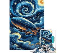 Puzzle de 1000 pièces pour Adultes Dirigeable dans Un Ciel étoilé Jeu de Puzzle Manuel pour Adultes Décoration Parfaite Idée Cadeau pour Toute la Famille (Dimensions 38x26cm)