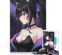 Puzzle de 1000 pièces pour Adultes DirtyGamerin,Motif Chatte Anime aux Cheveux Noirs Jeu de logique,découpe de précision,Bords Lisses, pour Les réunions de Famille (38x26cm)