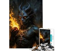 Puzzle de 1000 pièces pour Adultes Djinn démon Ifrit avec orbe de feu défi intellectuel Jeu addictif Jeu Familial Niveau de difficulté élevé Cadeau de Père Noël Secret (38x26cm)