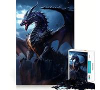 Puzzle de 1000 pièces pour Adultes Dragon Ancien Noir Jeu de Finition Parfaite,Casse-tête,Jeu d'attente,Illustration de Noël (50x75cm)