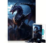 Puzzle de 1000 pièces pour Adultes Dragon Ancien Noir Jeu de Finition Parfaite,Casse-tête,Jeu d'attente,Illustration de Noël (38x52cm)
