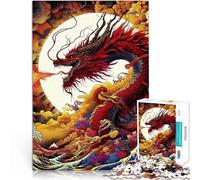 Puzzle de 1000 pièces pour Adultes “Dragon au Sommet de l'océan” Fait de Bois，pour et à partir de 14 Ans et Plus pour s'amuser en Famille Une œuvre d'art。Taille：50x75cm/19.6x29.5pouce