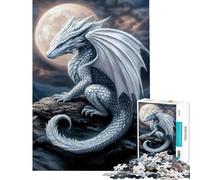 Puzzle de 1000 pièces pour Adultes Dragon Blanc au Clair de Lune Jouet éducatif Jeu Pratique d'analyse et de logique Cadeau Amusant (Dimensions 38x26cm)