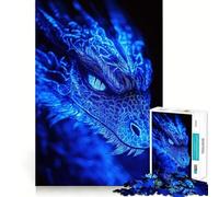 Puzzle de 1000 pièces pour Adultes Dragon Bleu en Gros Plan,pièces aux découpes nettes,activité cérébrale stimulante,Moment de détente et de Divertissement,Cadeau Artistique d'anniversaire (38x52cm)