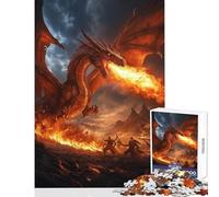 Puzzle de 1000 pièces pour Adultes Dragon cracheur de feu Décoration intérieure Jouet Cadeau d'anniversaire Jeu éducatif Niveau de difficulté Difficile et Stimulant Dimensions 50x75cm