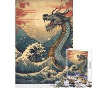 Puzzle de 1000 pièces pour adultes-Dragon de mer japonais-Jeu de construction à faire soi-même-Cadeau pour femmes et hommes-Jeu éducatif avec poster et fiche de questions assortis (Dimensions 50x75cm)