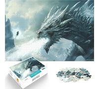 Puzzle de 1000 pièces pour Adultes Dragon des Neiges Blanches Jouets de Jeu pour Cadeau Familial Bon Cadeau 75x50cm