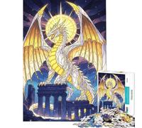 Puzzle de 1000 pièces pour Adultes Dragon doré et Blanc sur ruines Jeu Amusant et Anti-Stress Difficile et Stimulant (50x75cm)