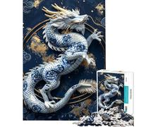 Puzzle de 1000 pièces pour Adultes Dragon en Porcelaine dorée Jeu d'analyse et de logique Complexe et Stimulant (38x26cm)