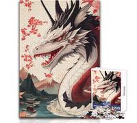 Puzzle de 1000 pièces pour Adultes - Dragon Japonais - Détendez-Vous Pendant Votre Temps Libre - Assemblage Net et sans Couture - Dimensions:50x75cm