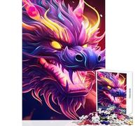 Puzzle de 1000 pièces pour Adultes Dragon Japonais néon Jeu Anti-Stress Cadeau d'anniversaire Jeu éducatif et Amusant Dimensions 50x75cm