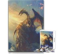 Puzzle de 1000 pièces pour Adultes - Dragon Mystique sur Une Falaise - Loisirs relaxants et apaisants à Faire à la Maison - Assemblage précis - Dimensions 38x26cm