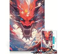 Puzzle de 1000 pièces pour Adultes Dragon néon coloré Anime Casse-tête apaisant Idée Cadeau de Noël (38x52cm)