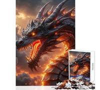 Puzzle de 1000 pièces pour Adultes Dragon redoutable au Souffle de feu Jeu à Monter soi-même Cadeau Amusant et éducatif Idéal pour décorer Un Bureau Dimensions 38x26cm