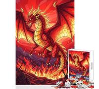 Puzzle de 1000 pièces pour Adultes Dragon Rouge dans Une scène de Bataille enflammée Jeu Relaxant pour Toute la Famille Jouet éducatif Cadeau Unique pour Un Anniversaire ou Noël (50x75cm)