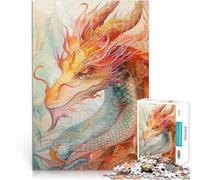 Puzzle de 1000 pièces pour Adultes Dragon Rouge Légendaire Réduction du Stress intéressante Améliorer la mémoire 38x26cm
