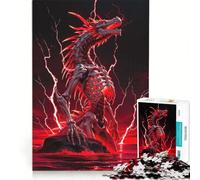 Puzzle de 1000 pièces pour Adultes Dragon squelettique dans Un Orage Rouge Jeu éducatif Analyse et logique Cadeau pour Femmes 38x52cm