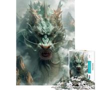 Puzzle de 1000 pièces pour Adultes Dragon Vert Antique Jeu intellectuel et Familial Motif à Assembler Idée Cadeau Dimensions 50x75cm
