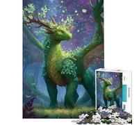 Puzzle de 1000 pièces pour Adultes Dragon Vert feuillu dans Une forêt enchantée Stimule Le Cerveau Décoration intérieure Jouet éducatif À partir de 14 Ans (38x52cm)