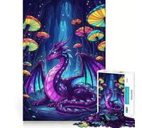 Puzzle de 1000 pièces pour Adultes Dragon Violet dans Une Grotte aux Champignons (38x52cm)