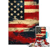 Puzzle de 1000 pièces pour Adultes Drapeau américain Art Abstrait Jeu Manuel Décoration Murale Défi éducatif (Dimensions 38x26cm)