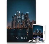 Puzzle de 1000 pièces pour Adultes - Dubaï de Nuit - Jeu Impossible pour Femmes - Jouet Anti-Stress - Dimensions 50x75cm