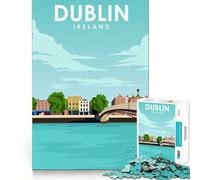 Puzzle de 1000 pièces pour Adultes,Dublin,Irlande,Art du Voyage,découpe Impeccable,Jeu de Concentration Amusant,Cadeau Gratuit,Cadeau d'anniversaire Amusant (38x52cm)