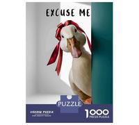 Puzzle De 1000 Pièces pour Adultes Duck with Bow Excuse Me Puzzles pour Adultes Vacances À La Maison Tue-t-il Le Temps Chaque Pièce Est Unique - Un pour Les Joueurs 52x38cm/1000pcs