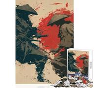 Puzzle de 1000 pièces pour Adultes Duel de samouraïs avec Soleil Rouge Jeu éducatif défi Stimulant Jouet Anti-Stress Cadeau d'anniversaire Unique (52x38cm)