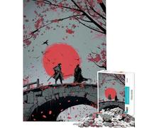 Puzzle de 1000 pièces pour Adultes Duel de samouraïs Pont de Pierre Jeu de société Familial pour Les Femmes et Les Joueurs (Dimensions 38x26cm)