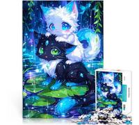 Puzzle de 1000 pièces pour Adultes Duo de Chats Mignons sous la Pluie Casse-tête pour Cadeau d'anniversaire, Cadeaux, décoration Murale 50x70cm