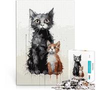 Puzzle de 1000 pièces pour Adultes Duo de Wire Cats Défi Difficile pour soulager Le Stress Cadeaux du Père Noël Secret 75x50cm
