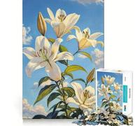 Puzzle de 1000 pièces pour Adultes Éclosion de lys Blancs Décoration élégante,activité cérébrale ludique,Moment de détente,Cadeau Festif (50x75cm)