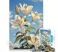 Puzzle de 1000 pièces pour Adultes Éclosion de lys Blancs,décoration élégante,activité cérébrale ludique,Moment de détente,Cadeau de Loisirs Festif (38x52cm)