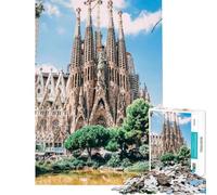 Puzzle de 1000 pièces pour Adultes Église de Barcelone Espagne Jeu de réflexion Stimulant la mémoire Idéal comme Cadeau (Dimensions 50x75cm)