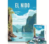 Puzzle de 1000 pièces pour Adultes El Nido Palawan,Bords précis,Jeu de réflexion,Jeu Calme,Cadeau Amusant de Noël (38x26cm)