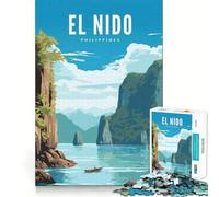 Puzzle de 1000 pièces pour Adultes El Nido Palawan Découpe Parfaite Jeu de Concentration Amusant pour Un Moment de détente et de Plaisir Cadeau d'anniversaire ou de Loisir (38x52cm)