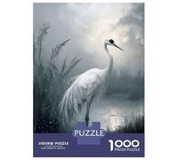 Puzzle De 1000 Pièces pour Adultes Elegant White Crane in Misty Waters Puzzle pour Adolescents Analyse Et Logique Aide À Stimuler Le Cerveau Idéal comme Cadeau pour Toute La Famille 52x38cm/1000pcs