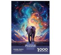 Puzzle De 1000 Pièces pour Adultes Elephant at Starry Sky Puzzle Anti-Stress, Difficile, Cadeau Unique pour Un Anniversaire Ou Noël 52x38cm/1000pcs