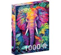 Puzzle de 1000 pièces pour adultes - Éléphant caché dans la forêt sauvage camouflage coloré | Finition mate antireflet | Puzzle amusant et stimulant | 68,6 x 48,3 cm | Cadeau unique | Profitez