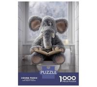 Puzzle De 1000 Pièces pour Adultes Elephant Reading on Toilet Puzzle pour Adultes, Jeu De Réflexion, Assemblage De Motifs, Difficile Et Stimulant 52x38cm/1000pcs