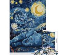 Puzzle de 1000 pièces pour Adultes Éléphant sous Un Ciel étoilé Décoration intérieure Jouet Cadeau d'anniversaire Jeu Impossible Chaque pièce est Unique Dimensions 38x52cm