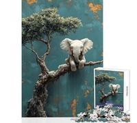Puzzle de 1000 pièces pour Adultes Éléphant sur Une Branche d'arbre Jeu Anti-Stress Cadeau d'anniversaire Jeu Impossible avec des pièces de Formes aléatoires Parfaitement emboîtables 38x52cm