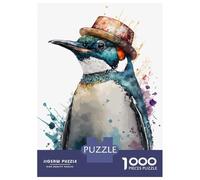 Puzzle De 1000 Pièces pour Adultes Emperor Penguin Watercolor Puzzle Adulte Jeux Relaxants Vacances À La Maison Passer Le Temps Difficile Et Stimulant 38x26cm/1000pcs